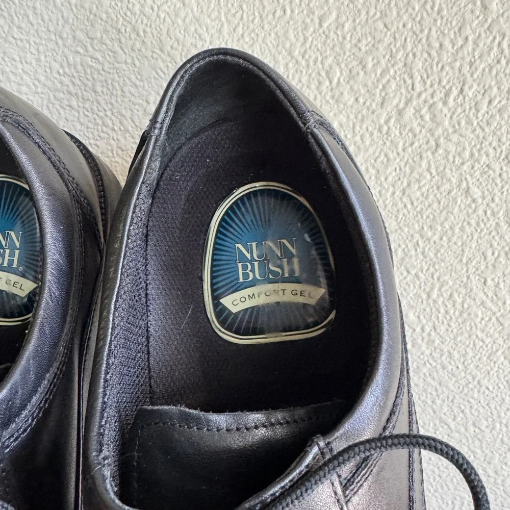 Nunn Bush Comfort Gel Black Leather Derby Shoes 12M Oxford Dress Business Office